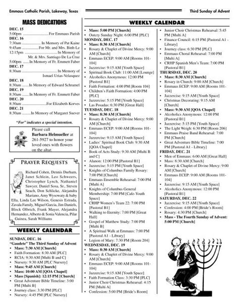 emmaus catholic church lakeway bulletin